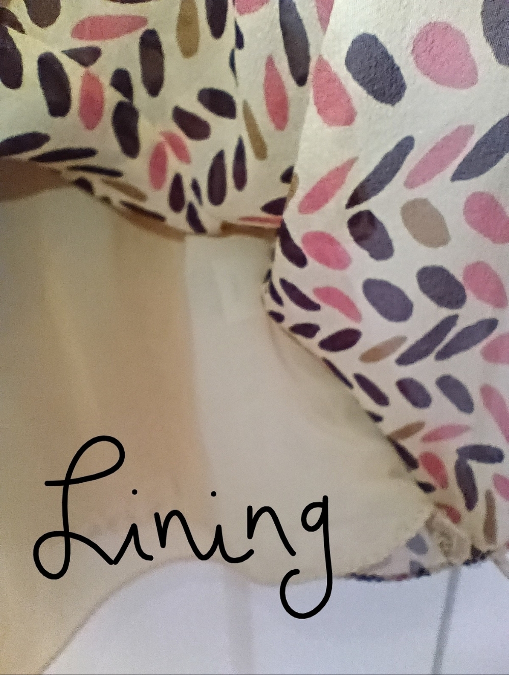 Silk Blouse Lace Trim. Pink, Tan & Brown with Sash Bow - Picture 6 of 13